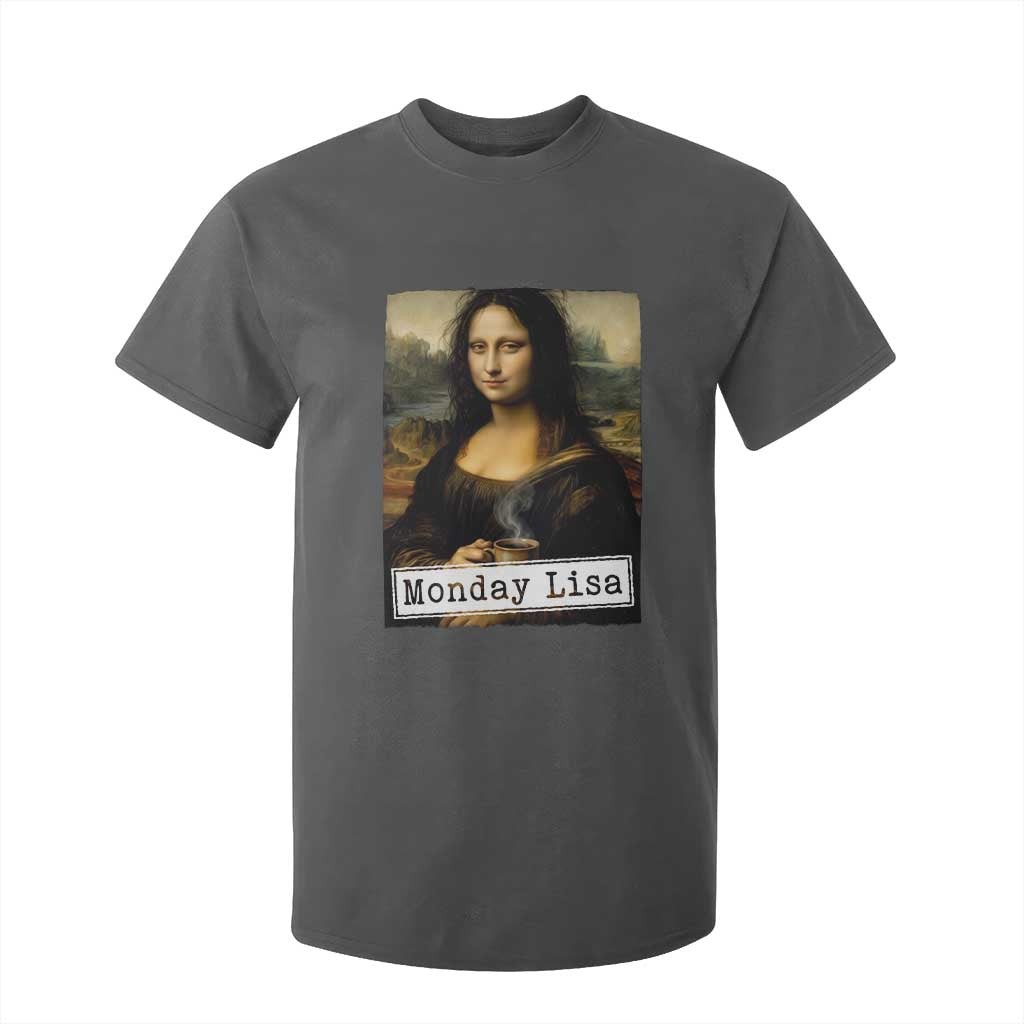 Monday Lisa Coffee Lover T Shirt For Kid Funny Mona Lisa Art Parody Graphic Tired Work