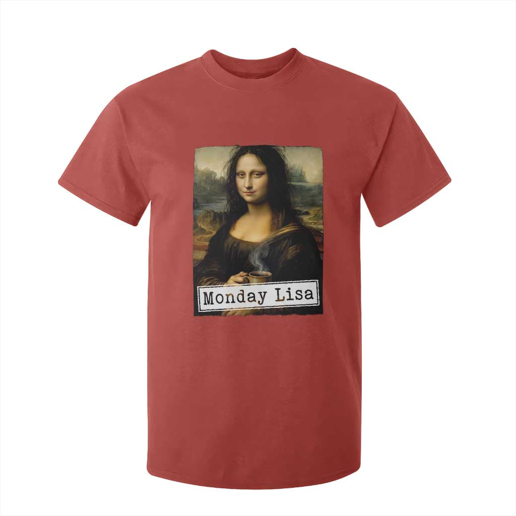 Monday Lisa Coffee Lover T Shirt For Kid Funny Mona Lisa Art Parody Graphic Tired Work