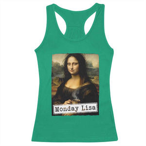 Monday Lisa Coffee Lover Racerback Tank Top Funny Mona Lisa Art Parody Graphic Tired Work