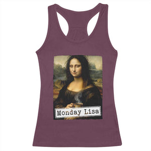 Monday Lisa Coffee Lover Racerback Tank Top Funny Mona Lisa Art Parody Graphic Tired Work