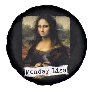 Monday Lisa Coffee Lover Spare Tire Cover Funny Mona Lisa Art Parody Graphic Tired Work