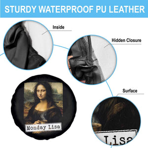 Monday Lisa Coffee Lover Spare Tire Cover Funny Mona Lisa Art Parody Graphic Tired Work