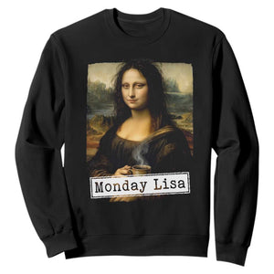 Monday Lisa Coffee Lover Sweatshirt Funny Mona Lisa Art Parody Graphic Tired Work