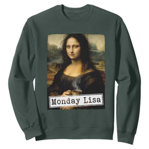 Monday Lisa Coffee Lover Sweatshirt Funny Mona Lisa Art Parody Graphic Tired Work