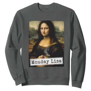 Monday Lisa Coffee Lover Sweatshirt Funny Mona Lisa Art Parody Graphic Tired Work