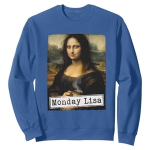 Monday Lisa Coffee Lover Sweatshirt Funny Mona Lisa Art Parody Graphic Tired Work