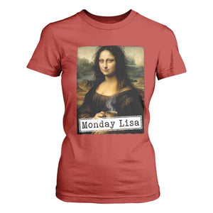 Monday Lisa Coffee Lover T Shirt For Women Funny Mona Lisa Art Parody Graphic Tired Work