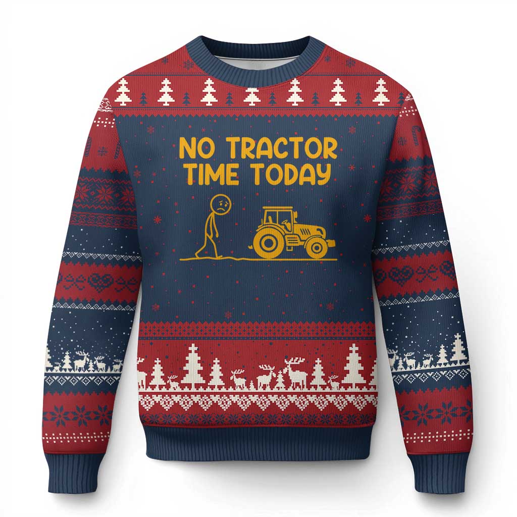 Funny Farm Life Stickman Meme Ugly Christmas Sweater No Tractor Time Today TS12 Navy Red Print Your Wear