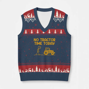 Funny Farm Life Stickman Meme V-Neck Knit Sweater Vest No Tractor Time Today