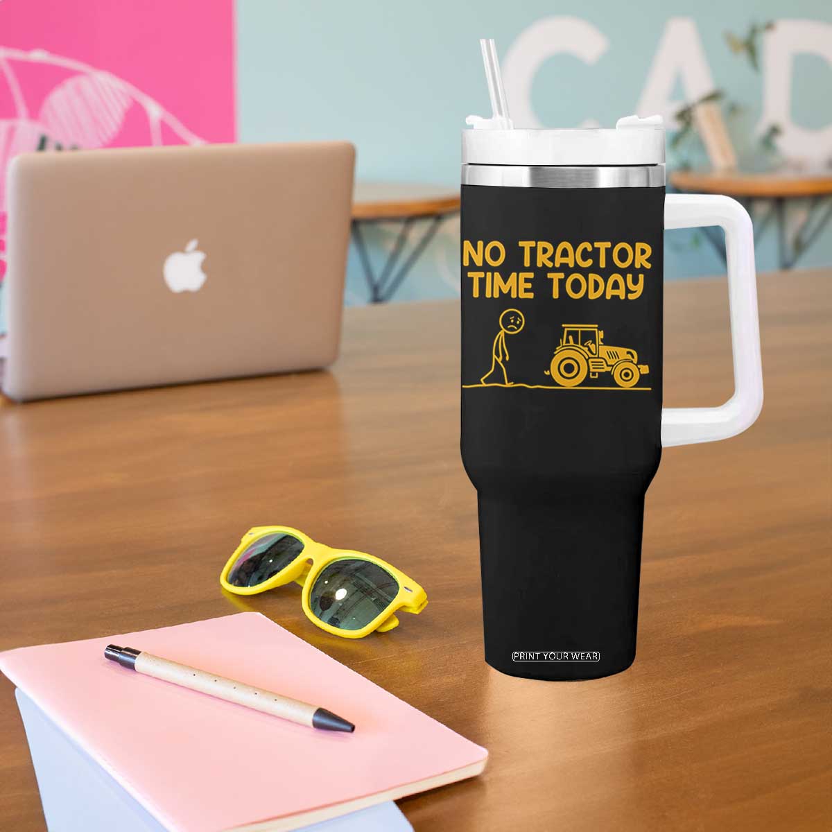 Funny Farm Life Stickman Meme Tumbler With Handle No Tractor Time Today