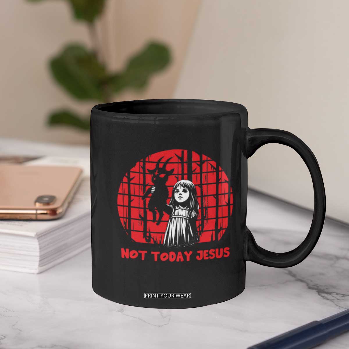 Not Today Jesus Coffee Mug Gothic Dark Art Pastel Goth Creepy Graphic