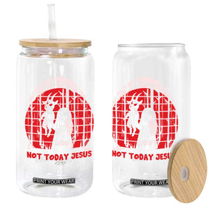 Not Today Jesus Glass Can Gothic Dark Art Pastel Goth Creepy Graphic