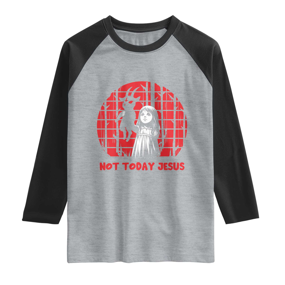 Not Today Jesus Raglan Shirt Gothic Dark Art Pastel Goth Creepy Graphic