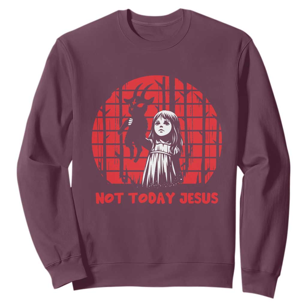 Not Today Jesus Sweatshirt Gothic Dark Art Pastel Goth Creepy Graphic