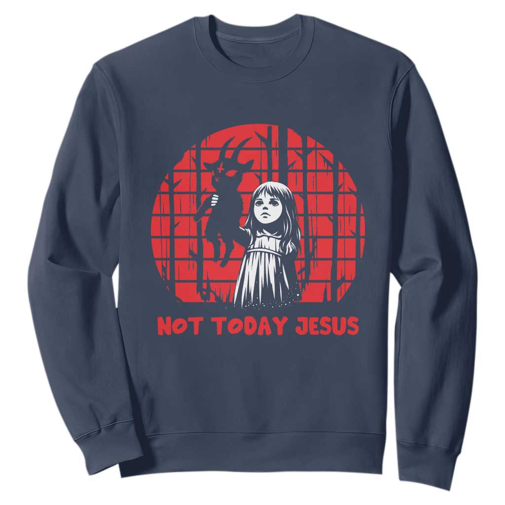 Not Today Jesus Sweatshirt Gothic Dark Art Pastel Goth Creepy Graphic