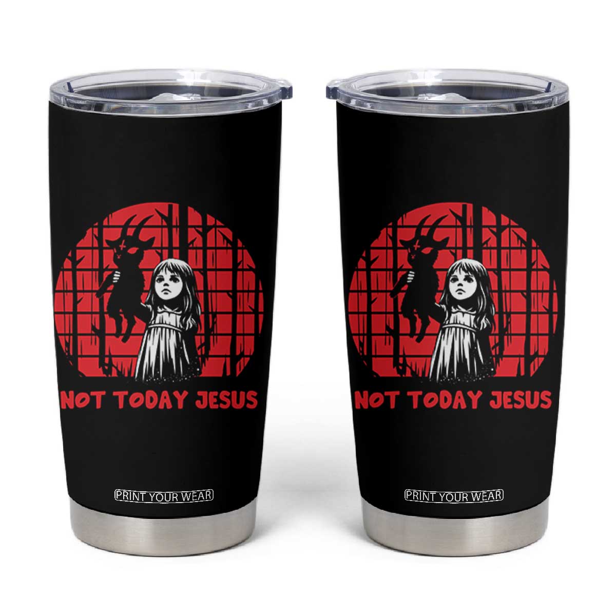 Not Today Jesus Tumbler Cup Gothic Dark Art Pastel Goth Creepy Graphic