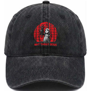 Not Today Jesus Washed Cotton Baseball Cap Gothic Dark Art Pastel Goth Creepy Graphic