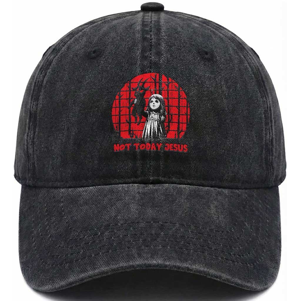 Not Today Jesus Washed Cotton Baseball Cap Gothic Dark Art Pastel Goth Creepy Graphic TS12 Print Your Wear
