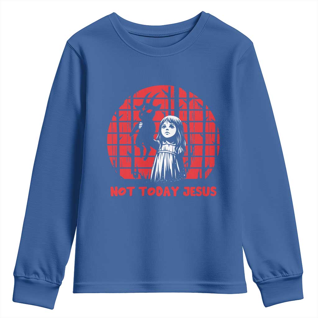 Not Today Jesus Youth Sweatshirt Gothic Dark Art Pastel Goth Creepy Graphic