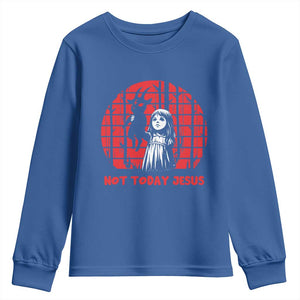Not Today Jesus Youth Sweatshirt Gothic Dark Art Pastel Goth Creepy Graphic