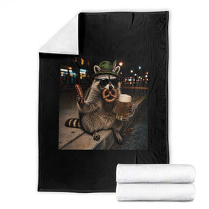 Funny Oktoberfest Raccoon Throw Blanket Cute Trash Panda Beer Festival Bavarian Gift
