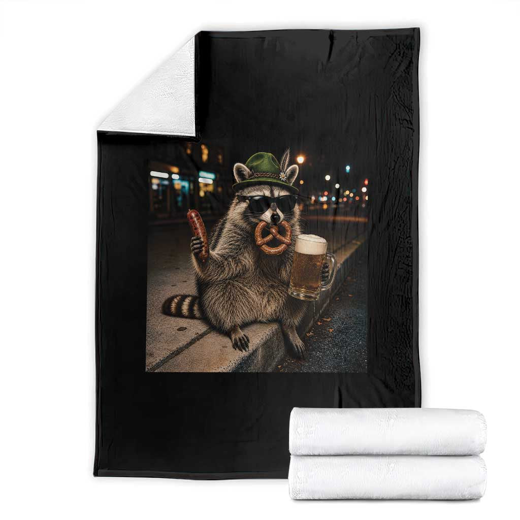 Funny Oktoberfest Raccoon Throw Blanket Cute Trash Panda Beer Festival Bavarian Gift TS12 Black Print Your Wear