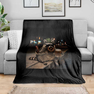 Funny Oktoberfest Raccoon Throw Blanket Cute Trash Panda Beer Festival Bavarian Gift