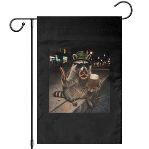 Funny Oktoberfest Raccoon Garden Flag Cute Trash Panda Beer Festival Bavarian Gift