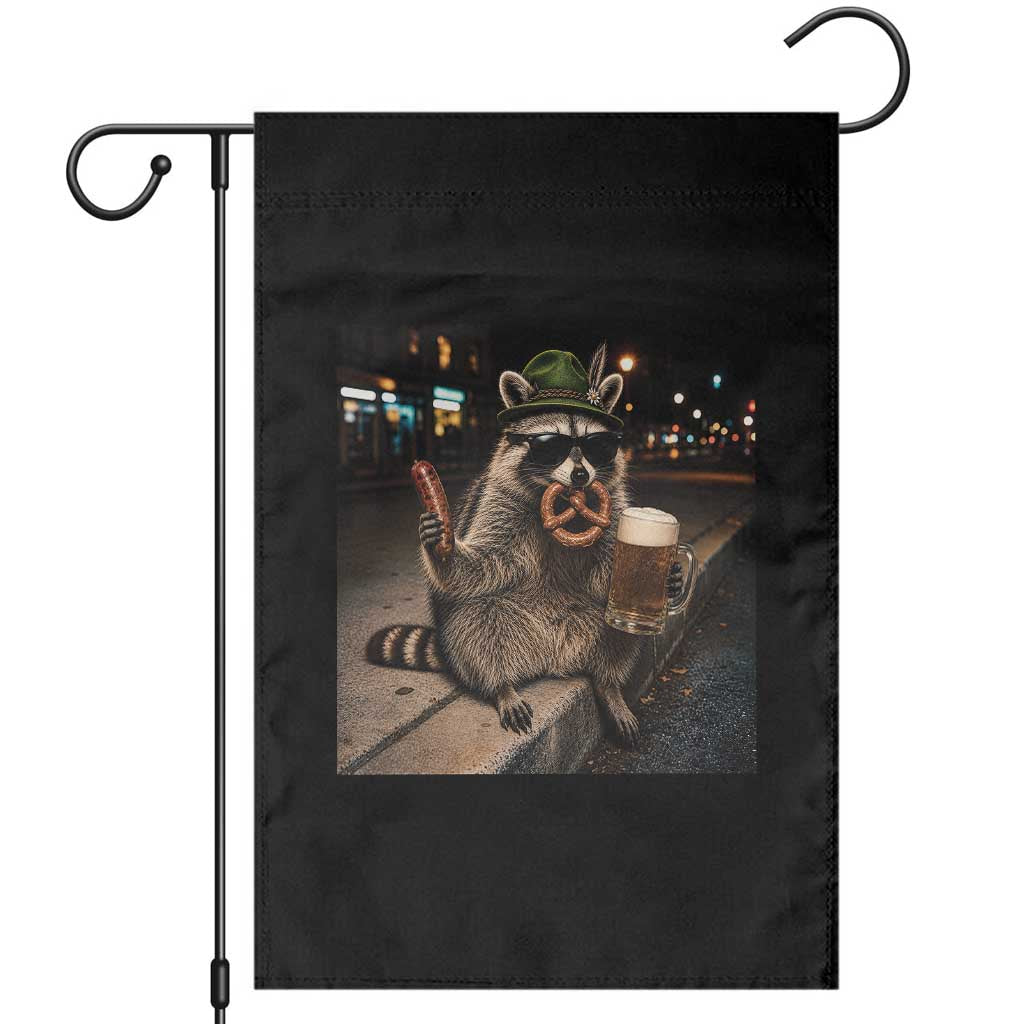 Funny Oktoberfest Raccoon Garden Flag Cute Trash Panda Beer Festival Bavarian Gift TS12 Black Print Your Wear