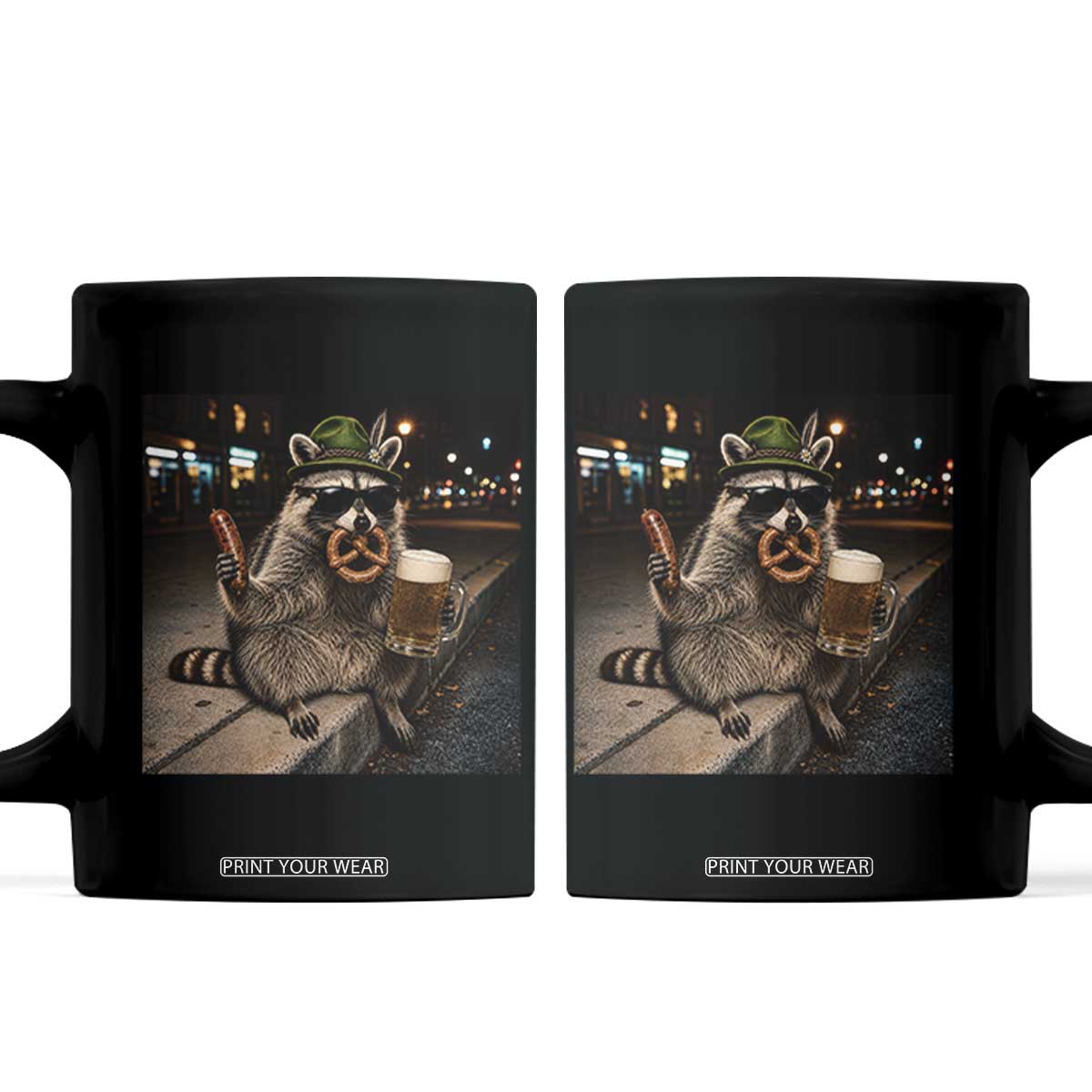 Funny Oktoberfest Raccoon Coffee Mug Cute Trash Panda Beer Festival Bavarian Gift TS12 Black Print Your Wear