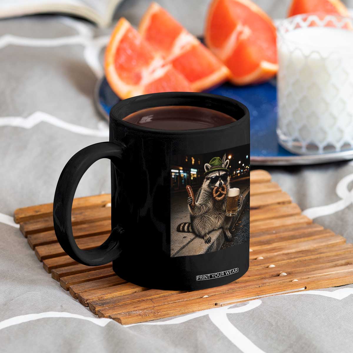 Funny Oktoberfest Raccoon Coffee Mug Cute Trash Panda Beer Festival Bavarian Gift