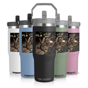 Funny Oktoberfest Raccoon Flip Straw Tumbler Cute Trash Panda Beer Festival Bavarian Gift