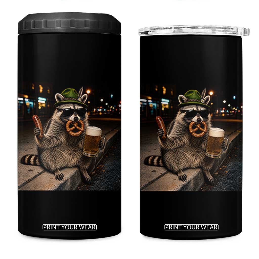 Funny Oktoberfest Raccoon 4 in 1 Can Cooler Tumbler Cute Trash Panda Beer Festival Bavarian Gift TS12 One Size: 16 oz Black Print Your Wear