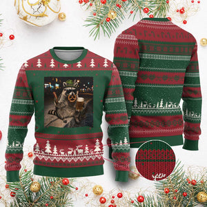 Funny Oktoberfest Raccoon Ugly Christmas Sweater Cute Trash Panda Beer Festival Bavarian Gift
