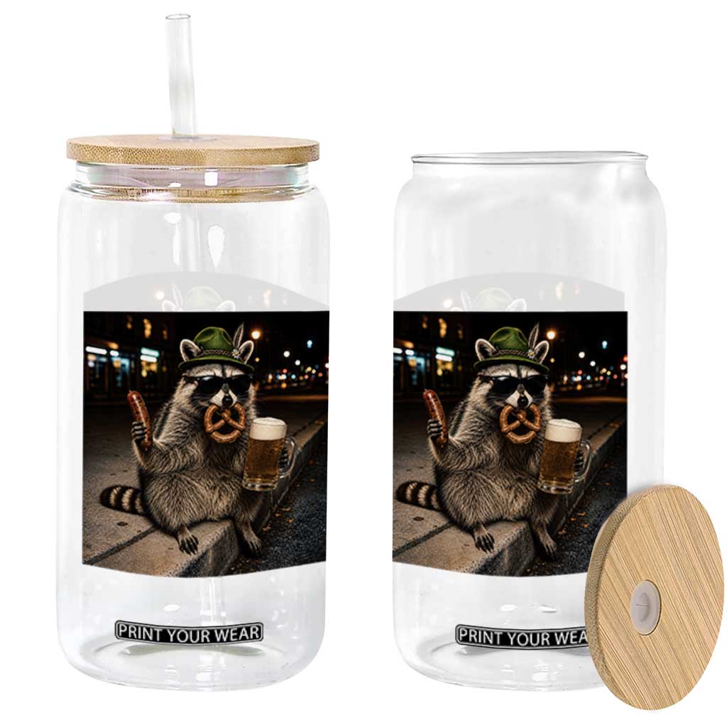 Funny Oktoberfest Raccoon Glass Can Cute Trash Panda Beer Festival Bavarian Gift