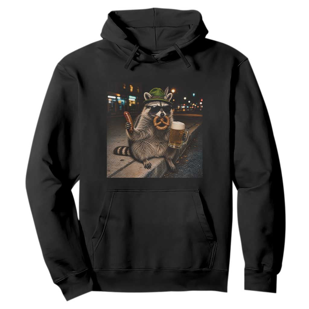Funny Oktoberfest Raccoon Hoodie Cute Trash Panda Beer Festival Bavarian Gift TS12 Black Print Your Wear