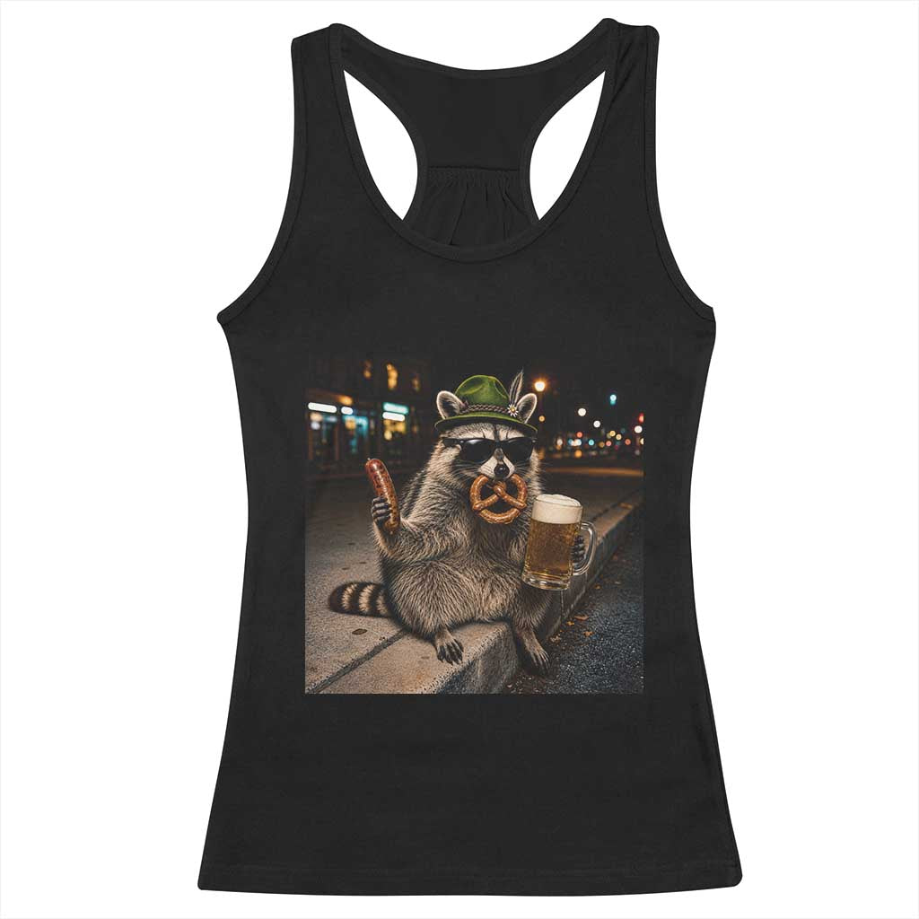 Funny Oktoberfest Raccoon Racerback Tank Top Cute Trash Panda Beer Festival Bavarian Gift TS12 Black Print Your Wear