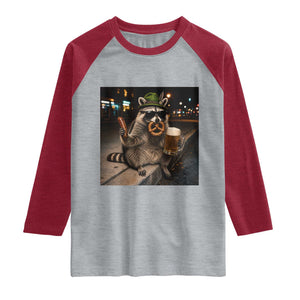 Funny Oktoberfest Raccoon Raglan Shirt Cute Trash Panda Beer Festival Bavarian Gift
