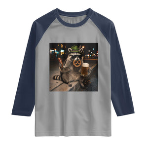 Funny Oktoberfest Raccoon Raglan Shirt Cute Trash Panda Beer Festival Bavarian Gift