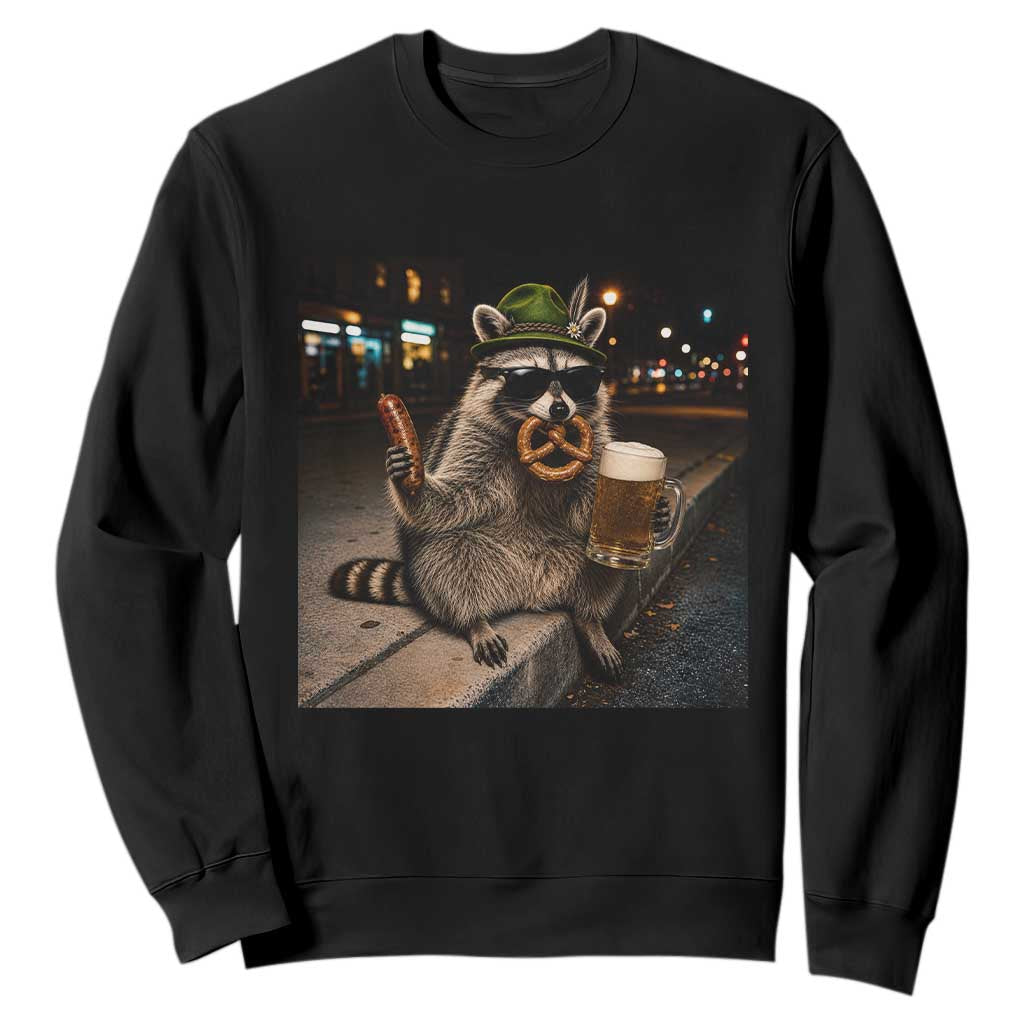 Funny Oktoberfest Raccoon Sweatshirt Cute Trash Panda Beer Festival Bavarian Gift TS12 Black Print Your Wear