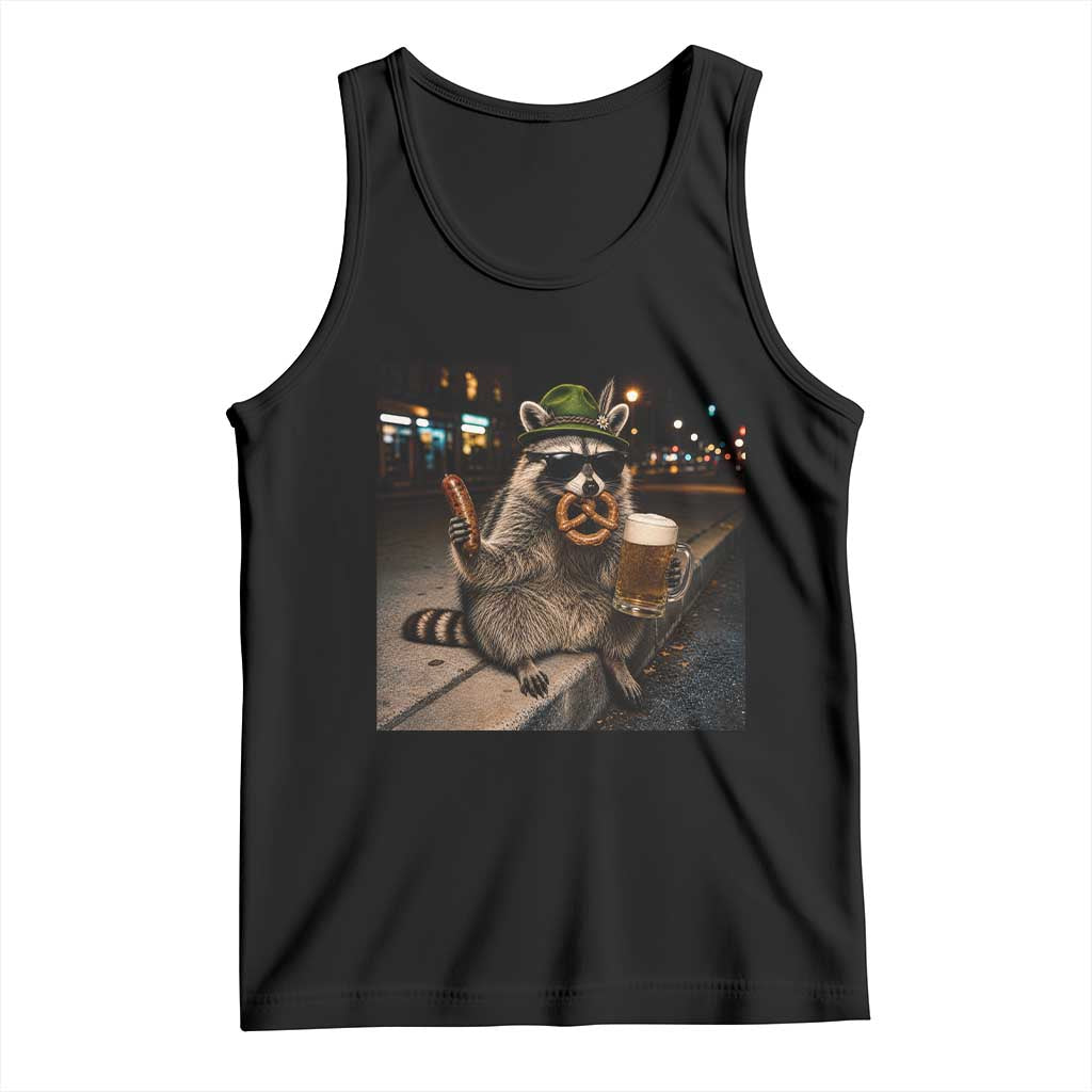 Funny Oktoberfest Raccoon Tank Top Cute Trash Panda Beer Festival Bavarian Gift TS12 Black Print Your Wear