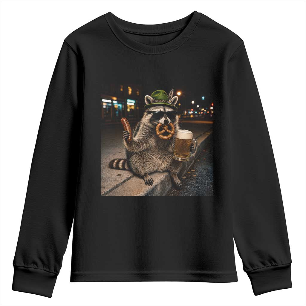 Funny Oktoberfest Raccoon Youth Sweatshirt Cute Trash Panda Beer Festival Bavarian Gift TS12 Black Print Your Wear