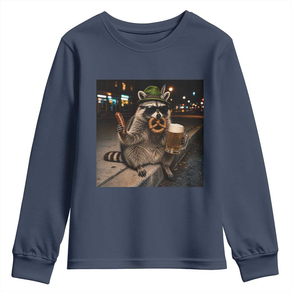 Funny Oktoberfest Raccoon Youth Sweatshirt Cute Trash Panda Beer Festival Bavarian Gift
