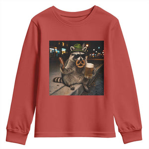 Funny Oktoberfest Raccoon Youth Sweatshirt Cute Trash Panda Beer Festival Bavarian Gift