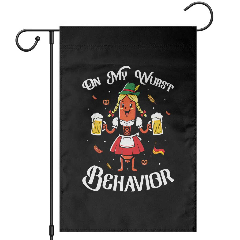 Funny Oktoberfest Sausage Dirndl German Beer Garden Flag On My Wurst Behavior TS12 Black Print Your Wear