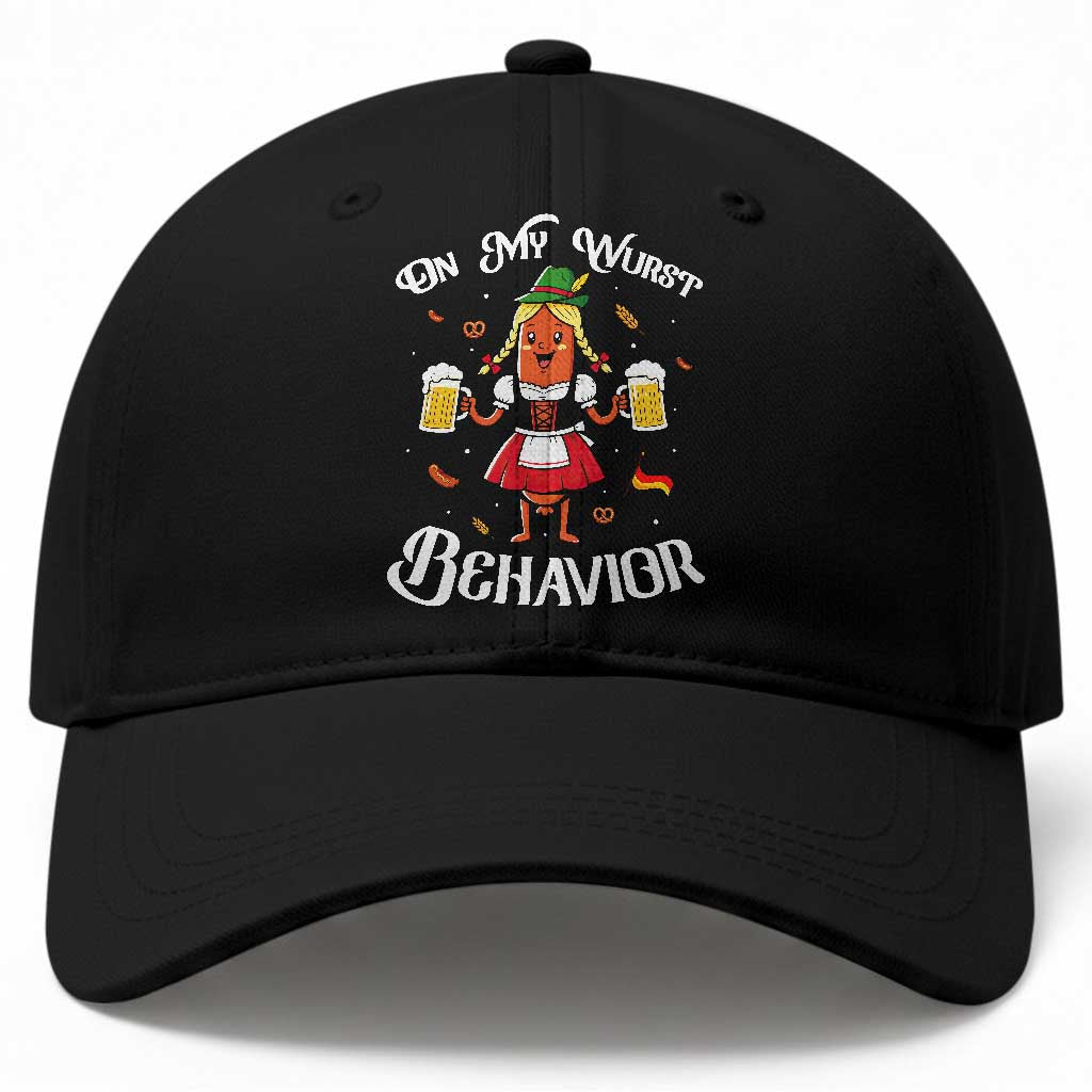 Funny Oktoberfest Sausage Dirndl German Beer Baseball Cap On My Wurst Behavior TS12 Print Your Wear