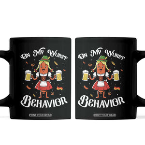 Funny Oktoberfest Sausage Dirndl German Beer Coffee Mug On My Wurst Behavior