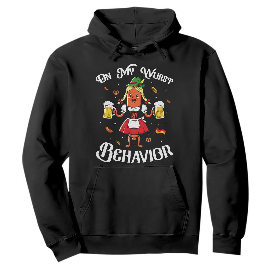 Funny Oktoberfest Sausage Dirndl German Beer Hoodie On My Wurst Behavior TS12 Black Print Your Wear