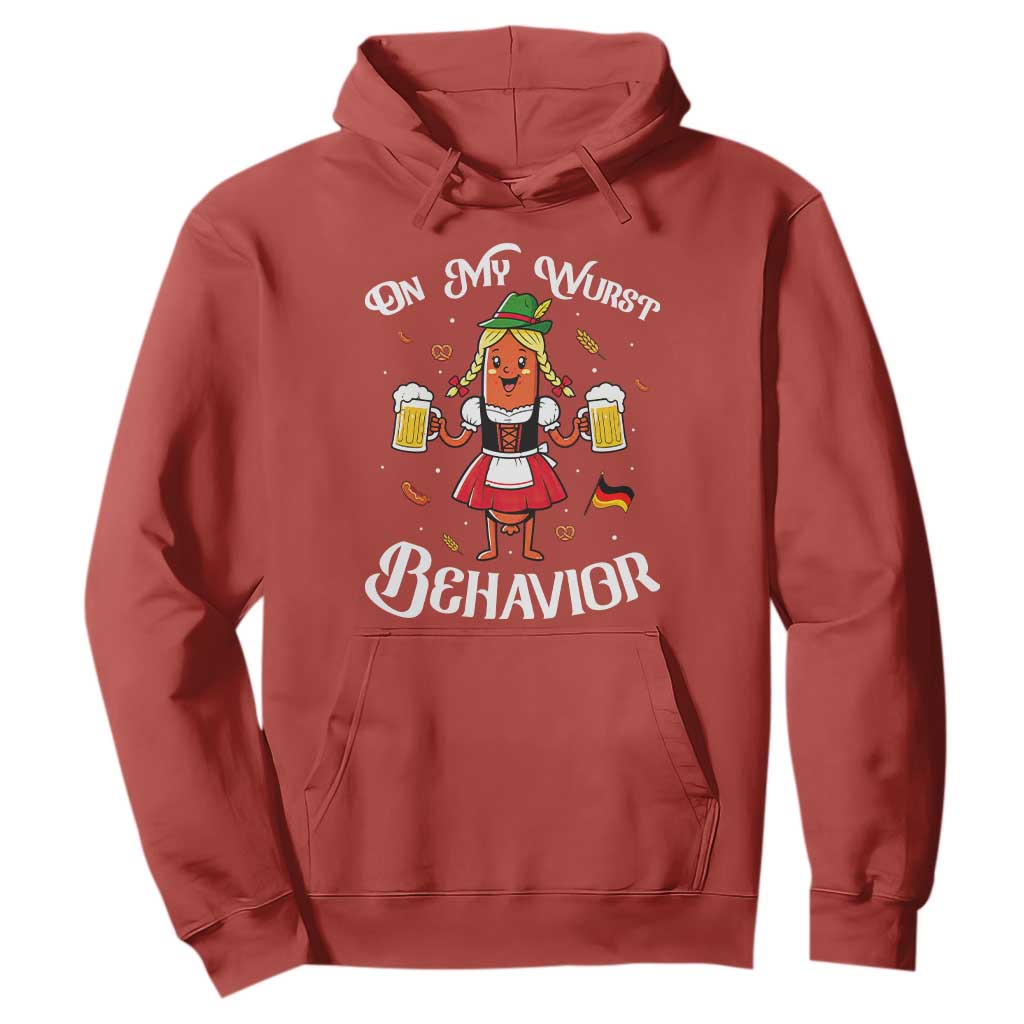 Funny Oktoberfest Sausage Dirndl German Beer Hoodie On My Wurst Behavior