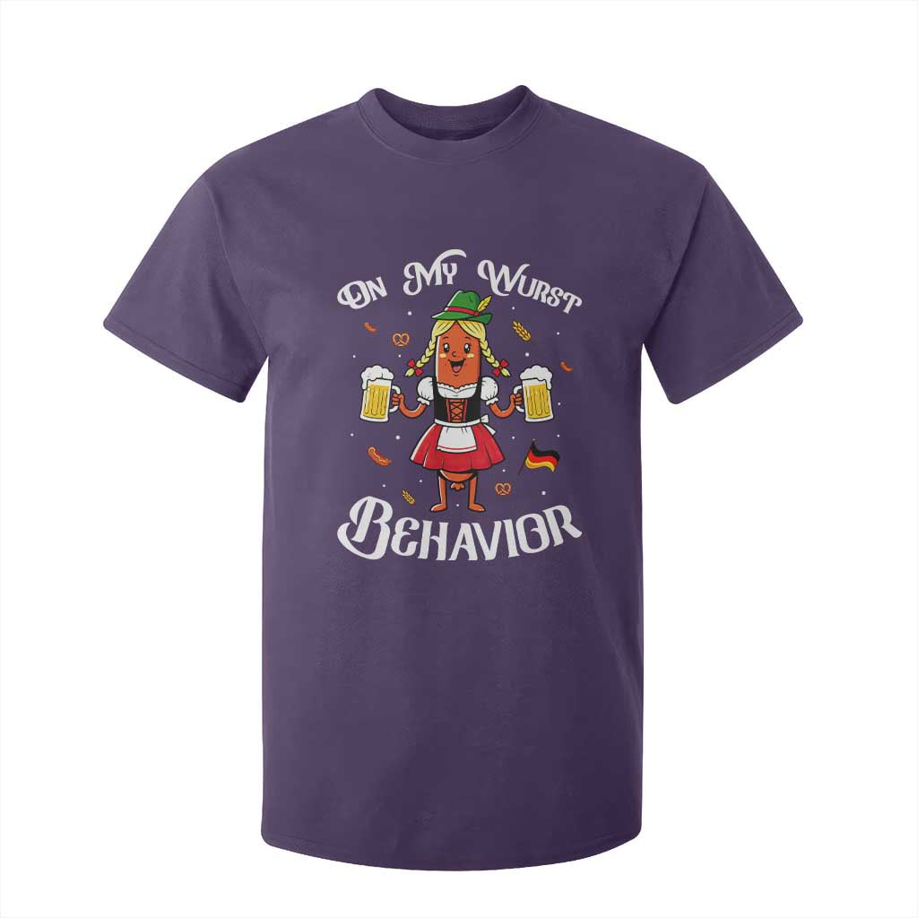 Funny Oktoberfest Sausage Dirndl German Beer T Shirt For Kid On My Wurst Behavior